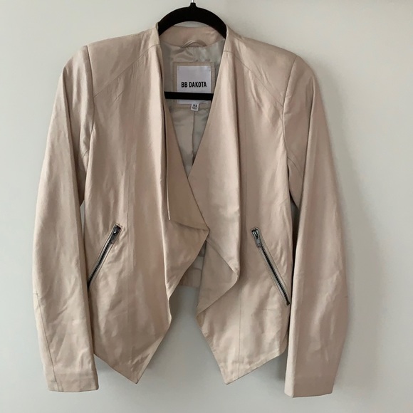 BB Dakota Kenrick Leather Draped Front Jacket - Picture 6 of 13